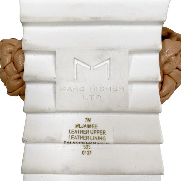 MARC FISHER Jamie Slip On Woven Leather Flat Espradrille Slide Sandals - Picture 7 of 8